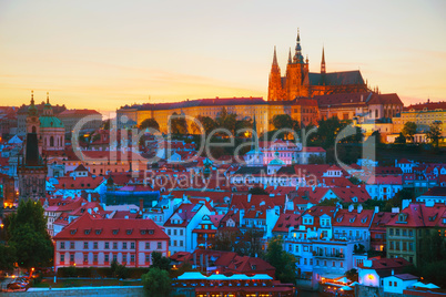 Overview of Prague with St Vitus Cathedral