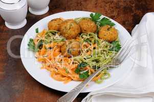 Spaghetti with cheese and meatballs