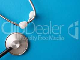 Stethoscope on a blue background