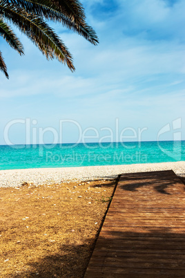 Wooden walkway on the beach.