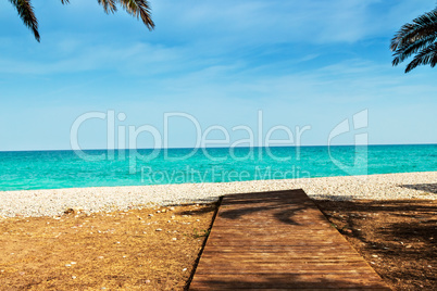 Wooden walkway on the beach.