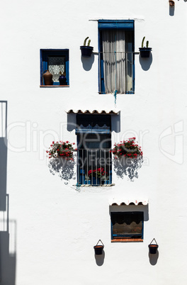 Decorated windows with flowers.