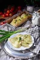 Swabian ravioli gratinated with cheese