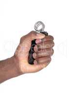 Isolated hand of African man with exercise tool