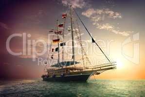 Sailboat and storm clouds