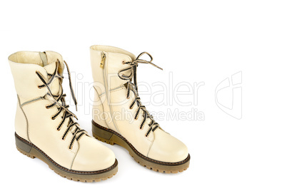 Ladies boots isolated on white background. Free space for text.