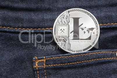 Litecoin Physical Coin In Denim Pocket