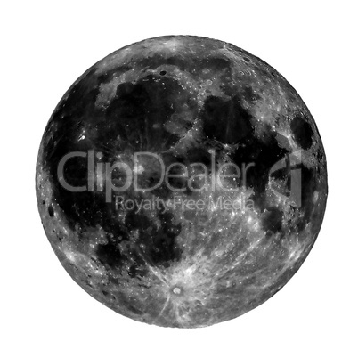 High contrast Full moon isolated