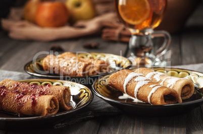 Pancakes with fillings. A treat for tea.