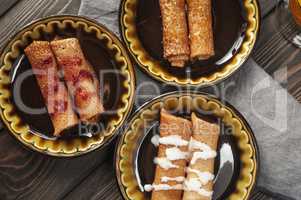 Pancakes with fillings. A treat for tea.