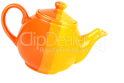 Porcelain teapot, isolated on white background. Free space for t