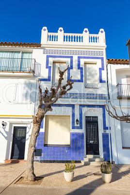 Typical street detail in a small resort village Llafranc (Costa