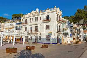 Typical street detail in a small resort village Llafranc (Costa Brava, Spain)