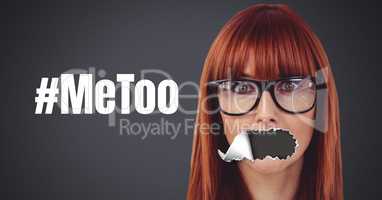 Me Too Woman with torn paper on mouth #MeToo