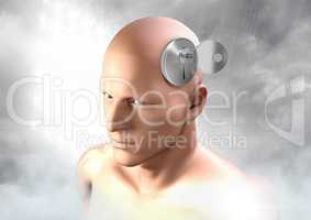 Key unlocking the surreal imagination of 3D mans head