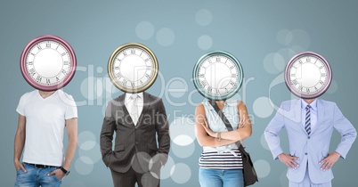 People with surreal clock time heads