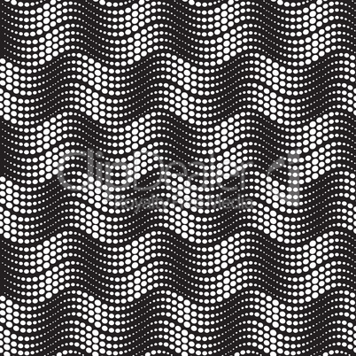 Abstract geometric seamless pattern with wavy dot lines. Ornamenal texture