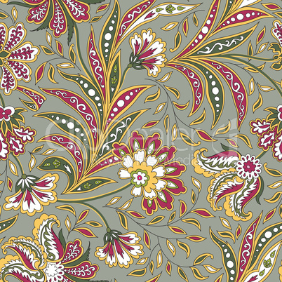 Floral seamless pattern. oriental ethnic background. with flowers