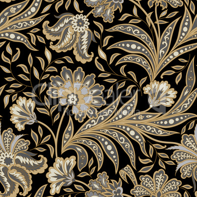 Floral seamless pattern. oriental ethnic background. with flowers