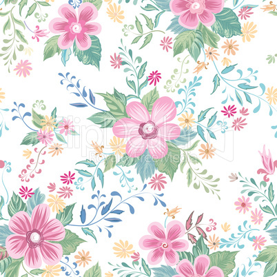 Floral seamless pattern. Abstract ornamental flowers. Flourish d