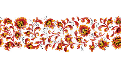 Floral seamless pattern design element. Flower border ornament.