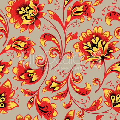 Floral seamless pattern. Flower background. Ornamental russian ethnic style