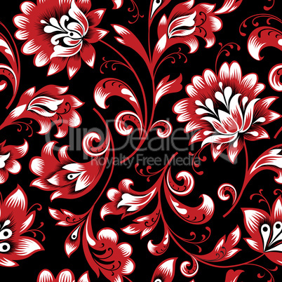 Floral seamless pattern. Flower swirl background. brocade retro style