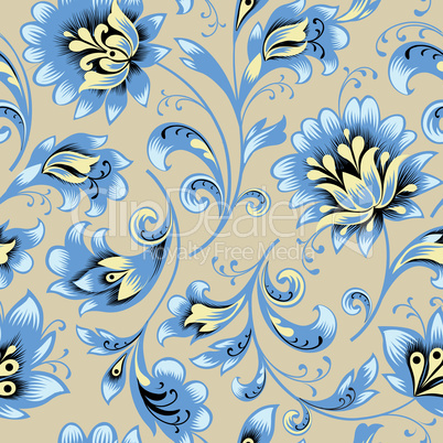 Floral seamless pattern. Flower swirl background. brocade retro style