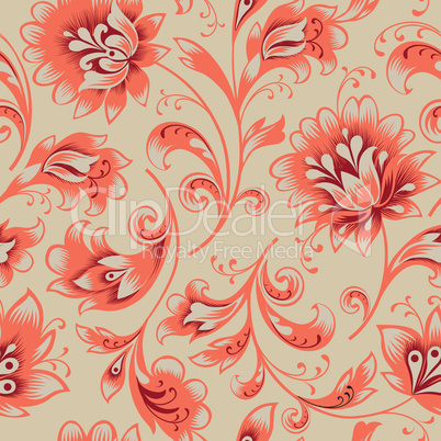Floral seamless pattern. Flower background Ornamental brocade easten painting
