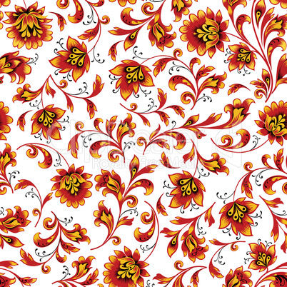 Floral seamless pattern. Flower background. Ornamental russian ethnic style