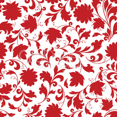 Floral seamless pattern. Flower silhouette Ornamental background