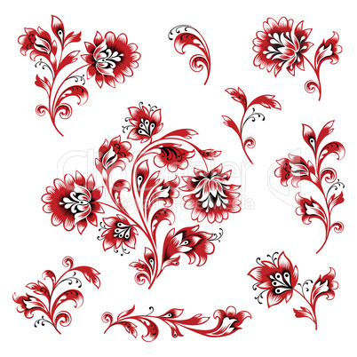 Floral pattern design element set. Ornamental flower collection.