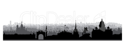 St. Petersburg city skyline, Russia. Tourist landmark silhouette