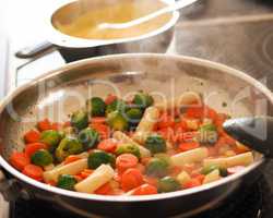 Healthy vegetables in a pan