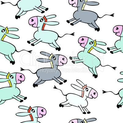 little gray donkey children on a white background, funny cartoon characters