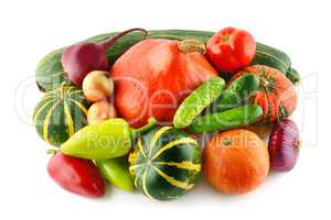 Vegetables isolated on white background.