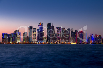 Doha Skyscrapers and Evening