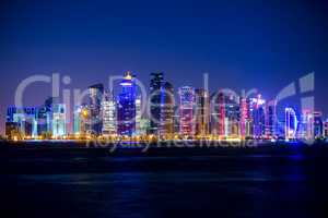 Doha Skyscrapers and Night