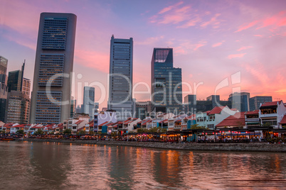 Evening in Chinatown of Singapore