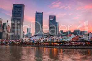 Evening in Chinatown of Singapore