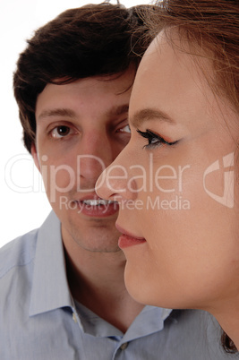 Lovely couple, her face in front of his