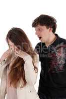 Man shouting angry at his girlfriend