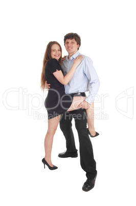 Young couple standing dancing