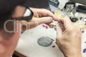 Dental Technician Working On 3D Printed Mold For Tooth Implants