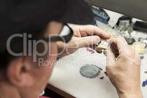 Dental Technician Working On 3D Printed Mold For Tooth Implants