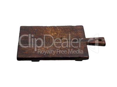 very old brown kitchen cutting board with holder