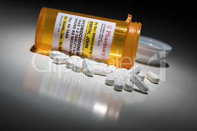 Hydrocodone Pills and Prescription Bottle with Non Proprietary L