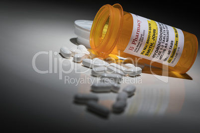 Hydrocodone Pills and Prescription Bottle with Non Proprietary L