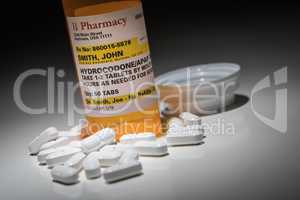 Hydrocodone Pills and Prescription Bottle with Non Proprietary L