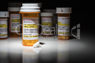 Hydrocodone Pills and Prescription Bottles with Non Proprietary